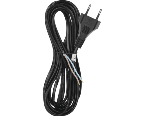 Napájecí kabel Emos FLEXO 2x0,75-H03VVH2-F 5m s volným koncem Černý napájecí kabel se zástrčkou