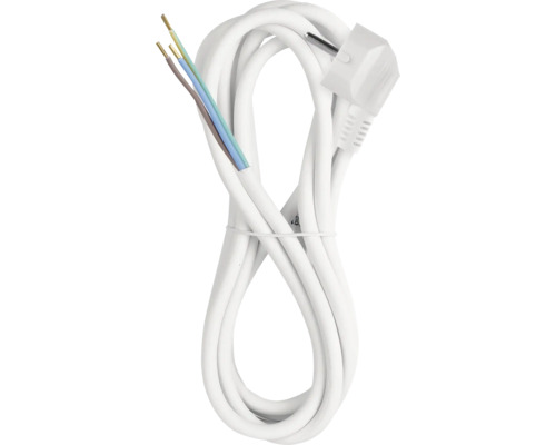 Bílý napájecí kabel se zástrčkou