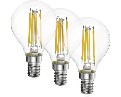 LED žárovka EURAKLES E14 4W 470lm 2700K bal. - 3 ks Tři čiré LED žárovky s vláknem a paticí E14