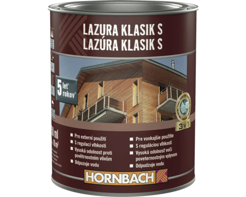 Lazura na dřevo Hornbach Klasik S palisandr 0,75 l Lazura na dřevo v plechovce s logem Hornbach