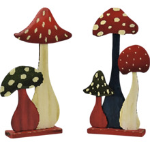 Dekorativní figurky hub ze dřeva, dvě sady