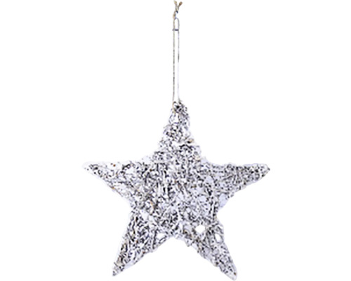 Závěsná vánoční dekorace hvězda přírodnina bílá 29x29x1 cm Vánoční hvězda k zavěšení