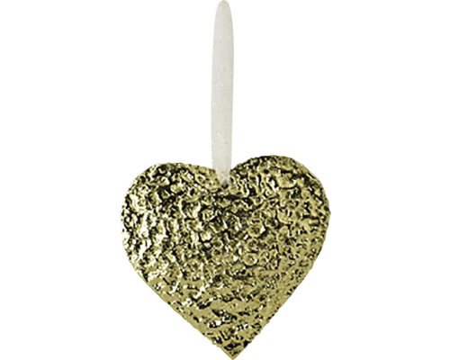 Závěsná vánoční dekorace srdce METAL kov zlatá 11x11x2,5 cm Ozdoba ve tvaru srdce se závěsem