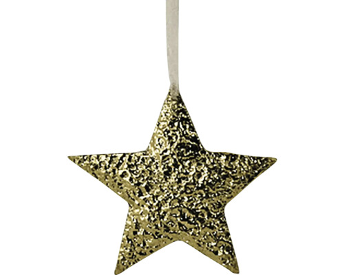 Závěsná vánoční dekorace hvězda METAL kov zlatá 16x16x2 cm Vánoční ozdoba ve tvaru hvězdy s poutkem na zavěšení