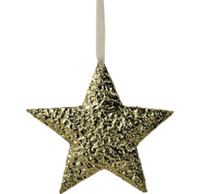 Ozdoba na vánoční stromeček ve tvaru hvězdy s páskem na zavěšení.
