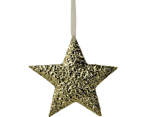 Ozdoba na vánoční stromeček ve tvaru hvězdy s páskem na zavěšení.