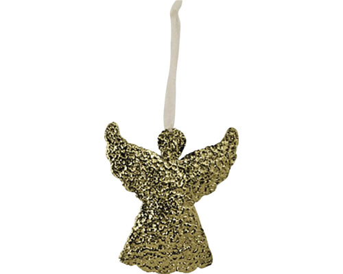 Závěsná vánoční dekorace anděl METAL kov zlatá 16x17x1 cm Andělská ozdoba na vánoční stromeček se závěsem