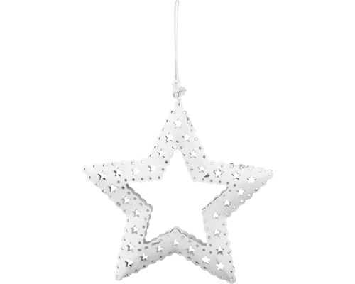 Závěsná dekorace Hvězda vyřezávaná, bílá, V Vánoční ozdoba ve tvaru hvězdy se závěsem