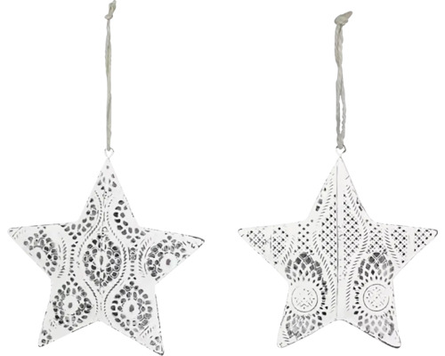 Dvě ozdobné hvězdy k zavěšení s filigránovými výřezy