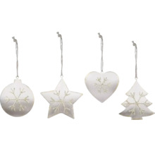 Sada ozdob na vánoční stromeček s koulí, hvězdou, srdcem a jedlí
