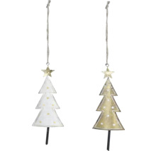 Dva závěsné kovové vánoční stromky s hvězdou nahoře