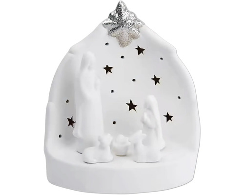 Vánoční dekorace Betlém keramika bílá 13x16x10 cm Vánoční betlém s hvězdou