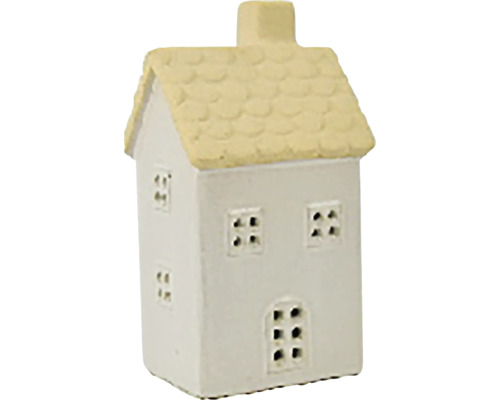 Vánoční dekorace DOMEČEK s komínem LED porcelán bílá/natur 11x20x8,5 cm Dekorativní miniaturní figurka domu se střechou a okny