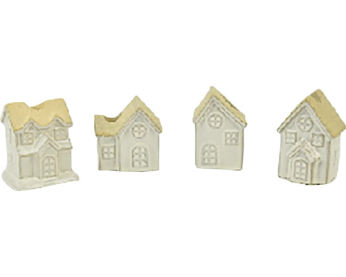 Vánoční dekorace svícen DOMEČEK porcelán bílá 8x11x7 cm mix 4 druhů cena za 1 Dekorativní figurky domů z keramiky, sada čtyř kusů