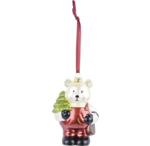 Ozdoba na vánoční stromeček medvěd se stromem a závěsem