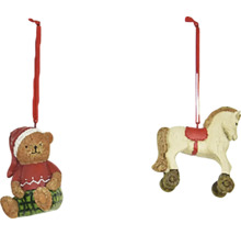 Vánoční ozdoby na stromeček s medvídkem a houpacím koněm