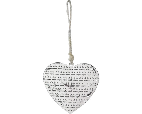 Závěsná ozdoba srdce, bílá, M Dekorativní srdce k zavěšení s provázkem