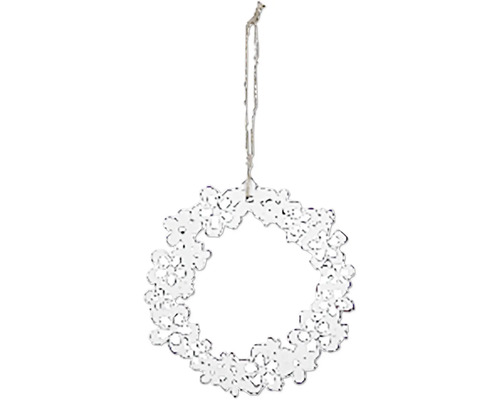 Závěsná dekorace věneček kovový, pr.15cm, M Dekorativní věnec s květinami k zavěšení