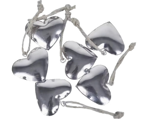 Přízdoba srdce, stříbrná, S6 Dekorativní girlanda se srdíčky