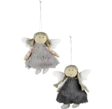 Dvě látkové panenky jako vánoční andělé se závěsem