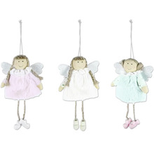 Tři dekorativní látkoví andělé k zavěšení jako vánoční ozdoby