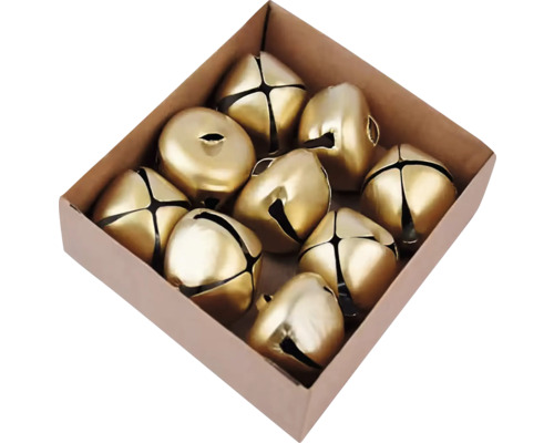 Zlatá vánoční ozdoba rolnička, kov pr.4cm, box Karton s pozlacenými rolničkami