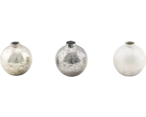 Váza skleněná, bílá/stříbrná/zlatá, v. 8 více druhů cena za 1 ks Tři kulaté vázy z kovu