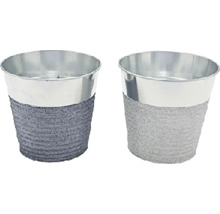 Dva kovové květináče s pleteným vzorem