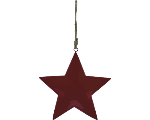 Závěsná dekorace hvězda, kovový, červená, 10x1x10cm Dekorativní hvězda k zavěšení