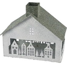 Dekorativní dům se siluetou města jako bytový doplněk