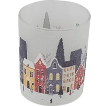 Držák na čajovou svíčku s motivem zimní vesnice