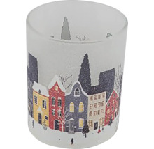 Svícen s motivem zimního města