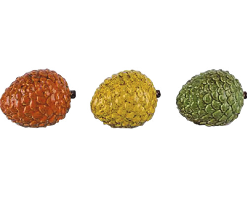 Vánoční dekorace ARTYČOK keramika oranžová/žlutá/zelená 11x8x7,5 cm mix 3 druhů cena za 1 Tři šišky jako dekorativní předmět