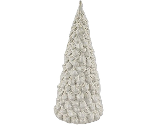 Dekorace strom zasněžený, keramika, béžová/krémová, 8,5 × 8,5 × 19 cm Dekorativní keramický vánoční stromeček