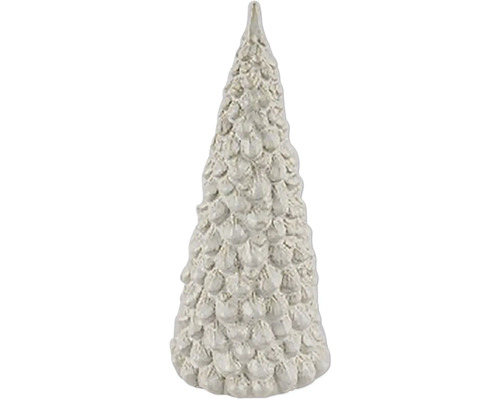 Keramický vánoční stromeček zasněžený béžová/krémová 11x11x24 cm Dekorativní umělý strom pro interiér