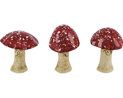 Vánoční dekorace MUCHOMŮRKA keramika červená/přírodní 8x8x10,5 cm mix 3 druhů cena za 1 Tři muchomůrky jako zahradní dekorace