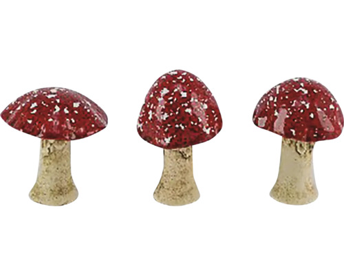 Vánoční dekorace MUCHOMŮRKA keramika červená/přírodní 10x10x11 cm mix 3 druhů cena za 1 Tři červené muchomůrky s bílými tečkami jako zahradní dekorace.