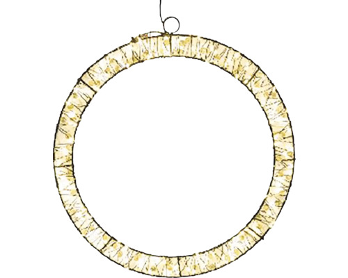 Vánoční osvětlení věnec s korálky PEARL 150LED závěsný kov bílá|teplá 45x0,5x45 cm Kruhový LED světelný řetěz pro dekoraci