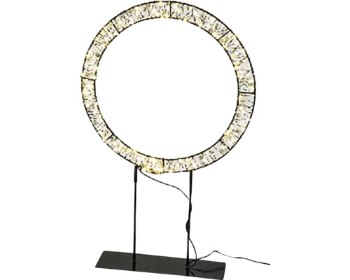 Vánoční osvětlení věnec na podstavci 150LED kov bílá/teplá 30x7x48 cm Dekorativní kruhové světlo s křišťálovými prvky na podstavci