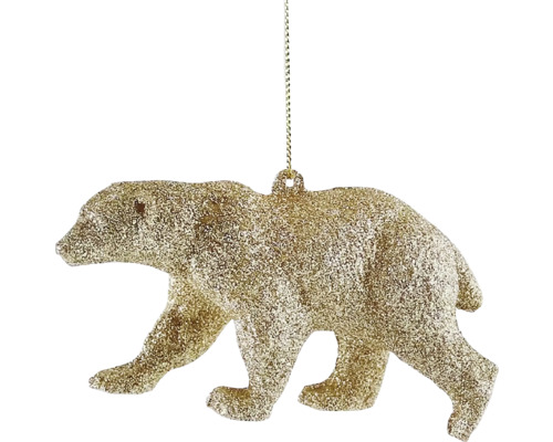 Závěsná dekorace ATARI, lední medvěd, zlatá, 6cm Dekorativní medvěd k zavěšení jako vánoční ozdoba