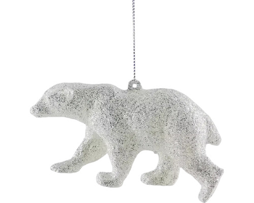 Závěsná dekorace ATARI, lední medvěd, stříbrná Ozdoba na vánoční stromeček lední medvěd k zavěšení