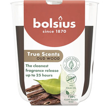 Vonné svíčky Bolsius True Scents Oud Wood s technologií Clean Scent, bez palmového oleje a s 25 procenty rostlinného vosku