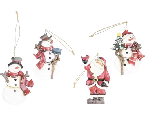 Závěsná dekorace SANTA/SNOWMAN, červená/bílá, 30x53 Vánoční ozdoby s motivem sněhuláka a Santa Clause