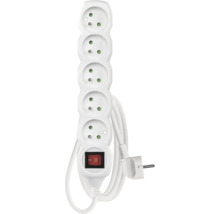 Prodlužovací kabel s pěti zásuvkami a vypínačem