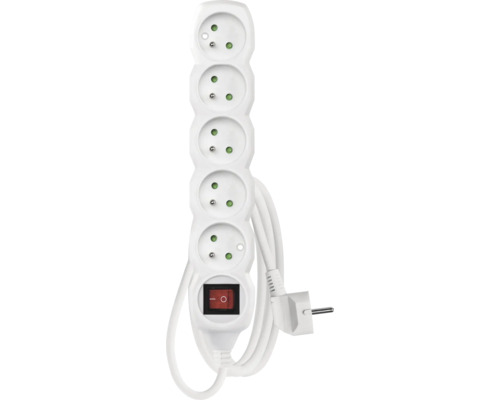 Prodlužovací kabel s pěti zásuvkami a vypínačem