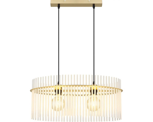 Závěsné svítidlo se dvěma žárovkami a ozdobnými tyčemi