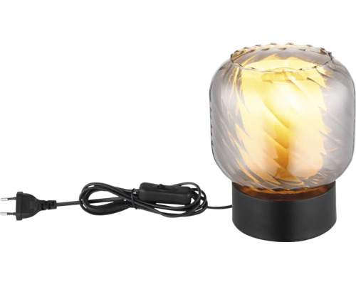 Stolní lampa s kouřovým sklem a kabelem