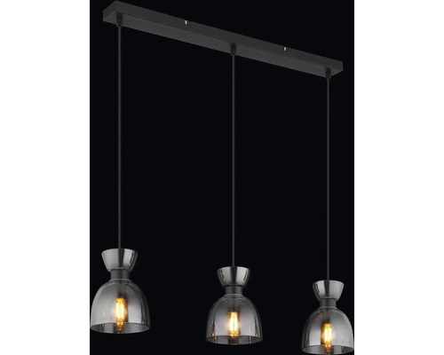 Závěsná lampa se třemi svítidly a skleněnými stínidly