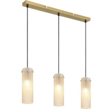 Závěsné svítidlo se třemi lampami ze skla a kovu