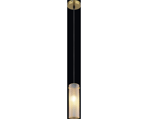 Závěsná lampa s válcovitým stínidlem a texturovanými krystaly